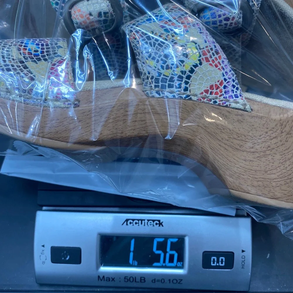 Dansko Womens Multi Color Mosaic Snake Print Leather Wedge Slide Sandals Size 38